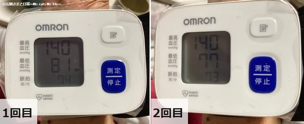 実際の測定結果(2回分)